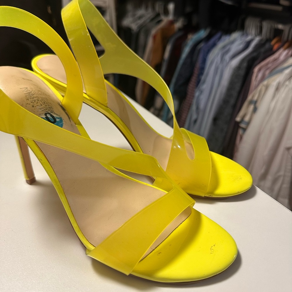 Nine West Bright Yellow Strappy Heels